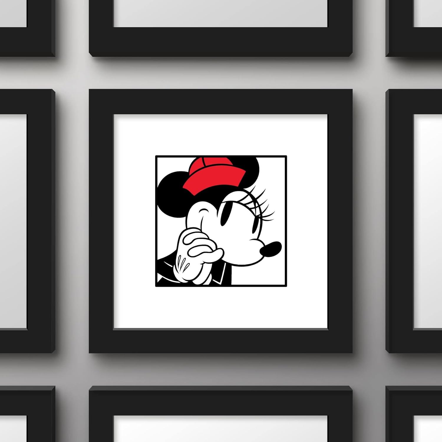 Trends International Gallery Pops Disney Mickey Mouse – Minnie Expressions – Póster de pared demure de 12 x 12 pulgadas, versión enmarcada en negro