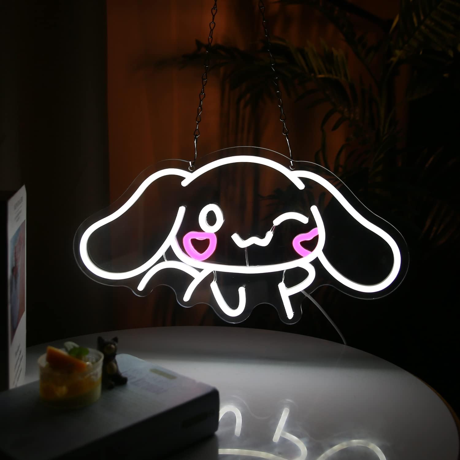 Cinnamoroll – Letrero de neón con alimentación USB para decoración de habitaciones, personaje de dibujos animados japoneses, perro de caricatura,