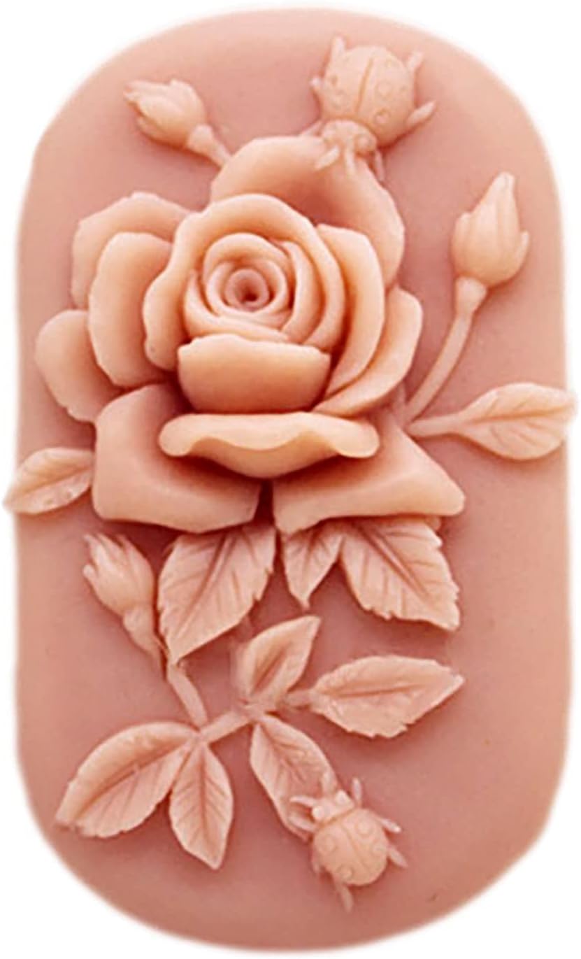 Molde de jabón de silicona para hacer jabón, manualidades, manualidades, hecho a mano, chocolate, caramelo, pastel, rosa, flor ovalada (14447)