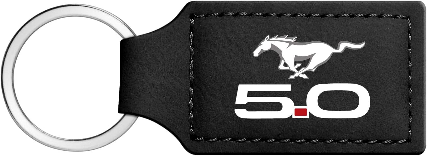Compatible con llavero rectangular de cuero sintético negro Ford Mustang GT 5.0