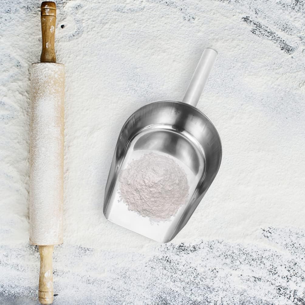 BESTonZON Cuchara de hielo de metal de acero inoxidable de 8 onzas, cuchara de harina de cocina, cuchara de caramelo, cuchara de comida pequeña para