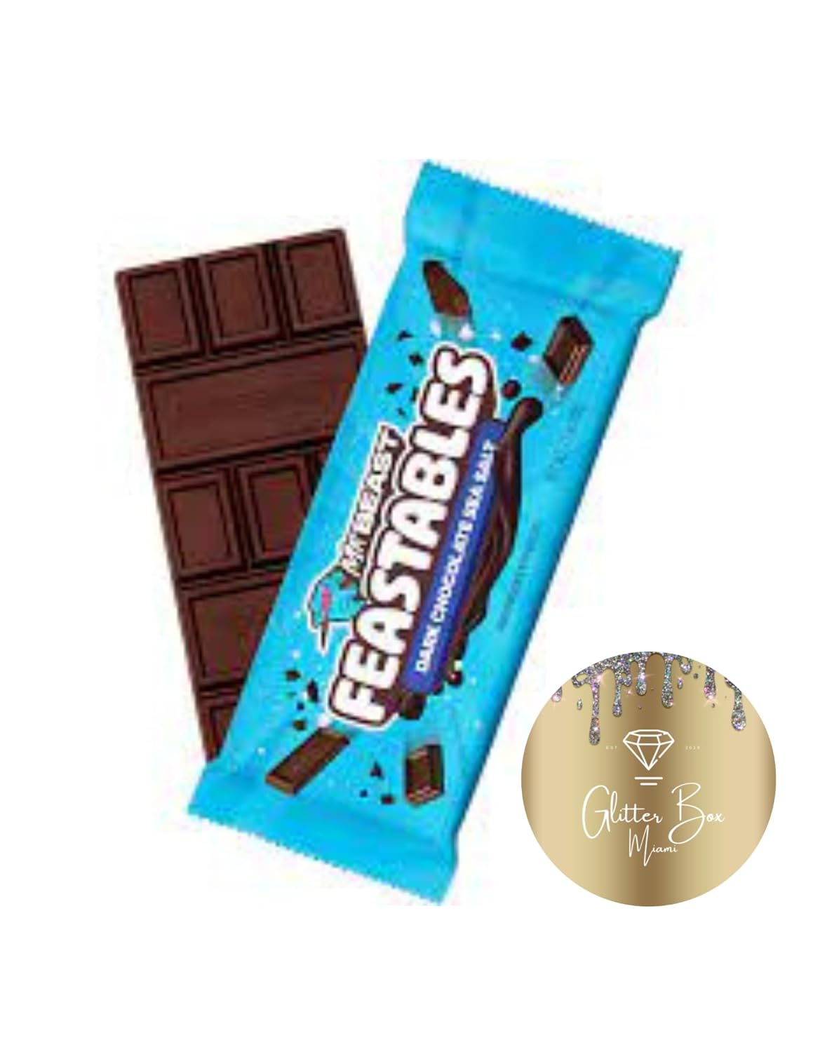 Feastables – Paquete de barras de chocolate oscuro Duo Beast, nueva fórmula de textura más suave y cremosa, 2.1 onzas (2.12 oz), 2 barras de