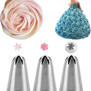 Punta de glaseado 2D, punta de tubería de flores de gota grande, punta 2D para decoración de pasteles, estrella abierta, 3 unidades Punta de glaseado 2D, punta de tubería de flores de gota grande, punta 2D para decoración de pasteles, estrella abierta, 3 unidades