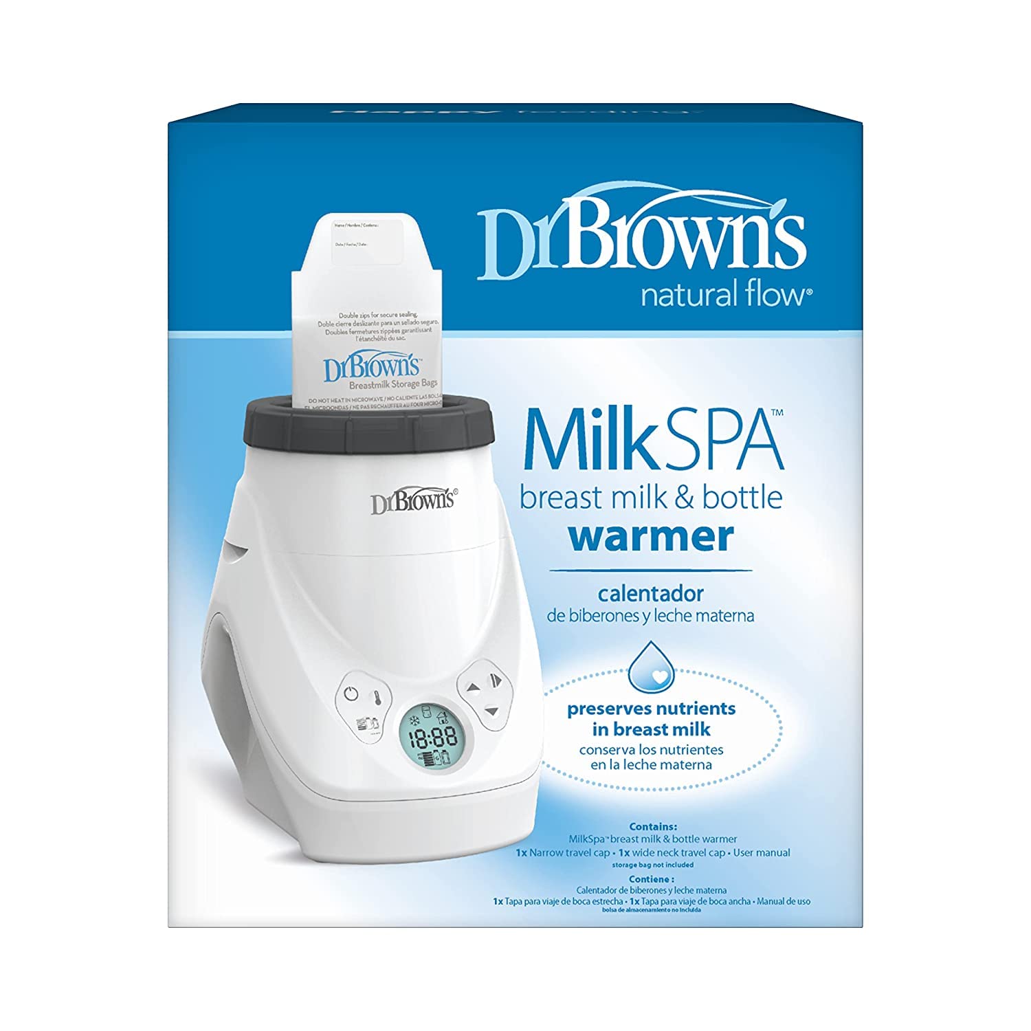 Dr. Brown’s Milk Spa – Calentador de leche materna y biberones con vapor de microondas, para biberones, pezones, partes de biberones, chupetes,