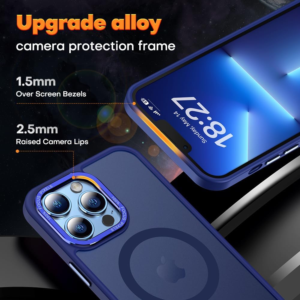 KISEN Funda magnética compatible con MagSafe Slim translúcida mate para iPhone 13 Pro Max de 6.7 pulgadas, color azul marino