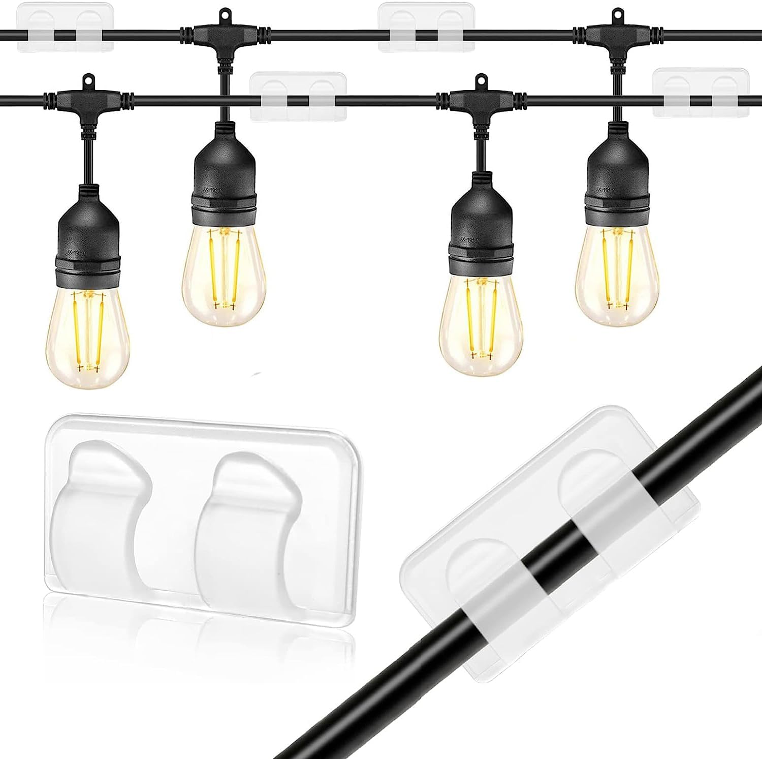 Ganchos para luces al aire libre clips de luz de cadena ganchos adhesivos resistentes para luces colgantes 16psc