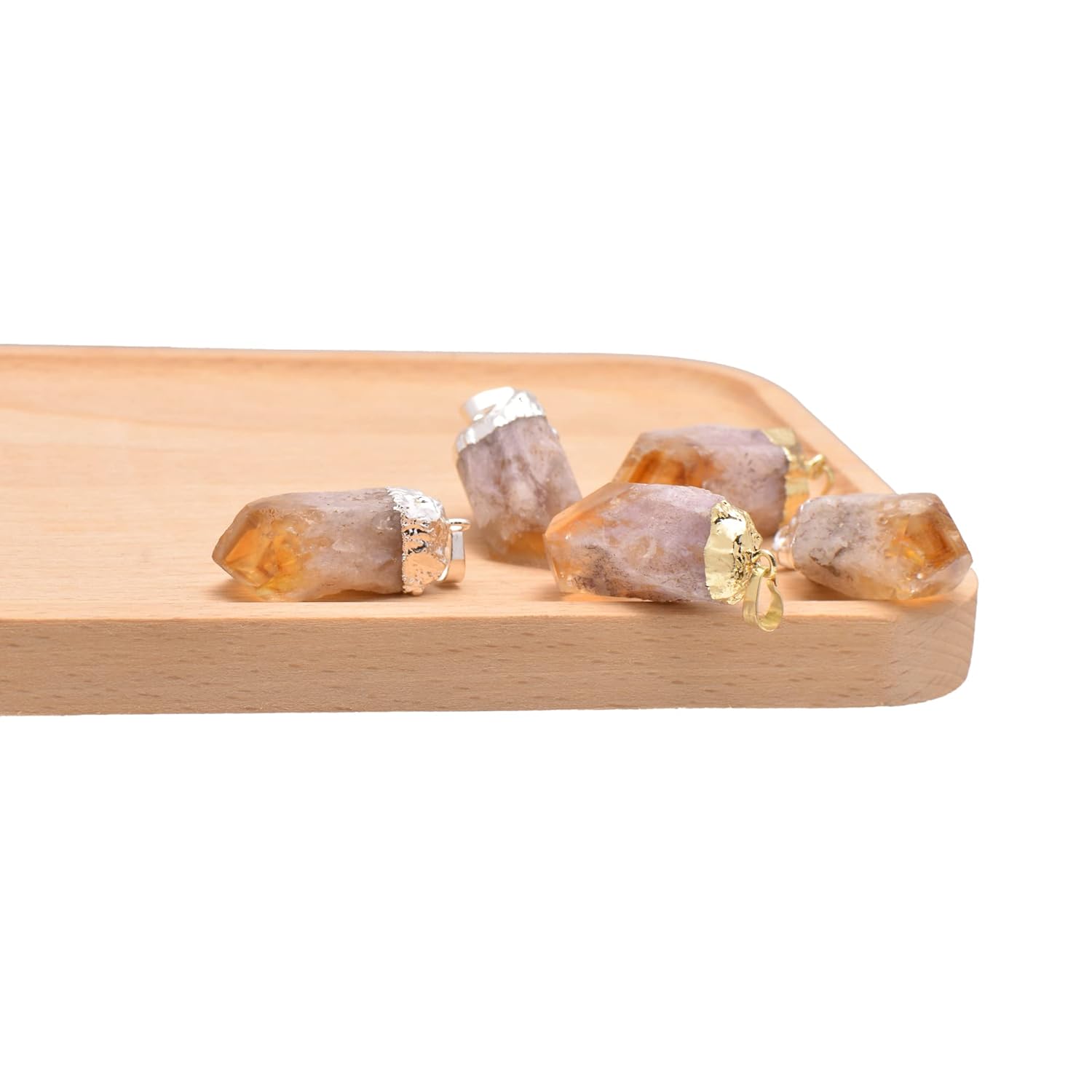 Paialco 1.0″  1.5″ Natural Citrine Charm Rough Stone Crystal Point Pendant Necklace, Yellow Tone