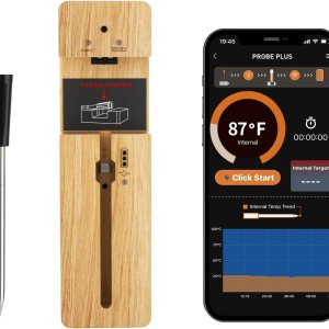 Termómetro de carne verdaderamente inalámbrico, termómetro digital Bluetooth para horno con control de aplicación, alcance remoto de 393.7 ft393 Termómetro de carne verdaderamente inalámbrico, termómetro digital Bluetooth para horno con control de aplicación, alcance remoto de 393.7 ft393