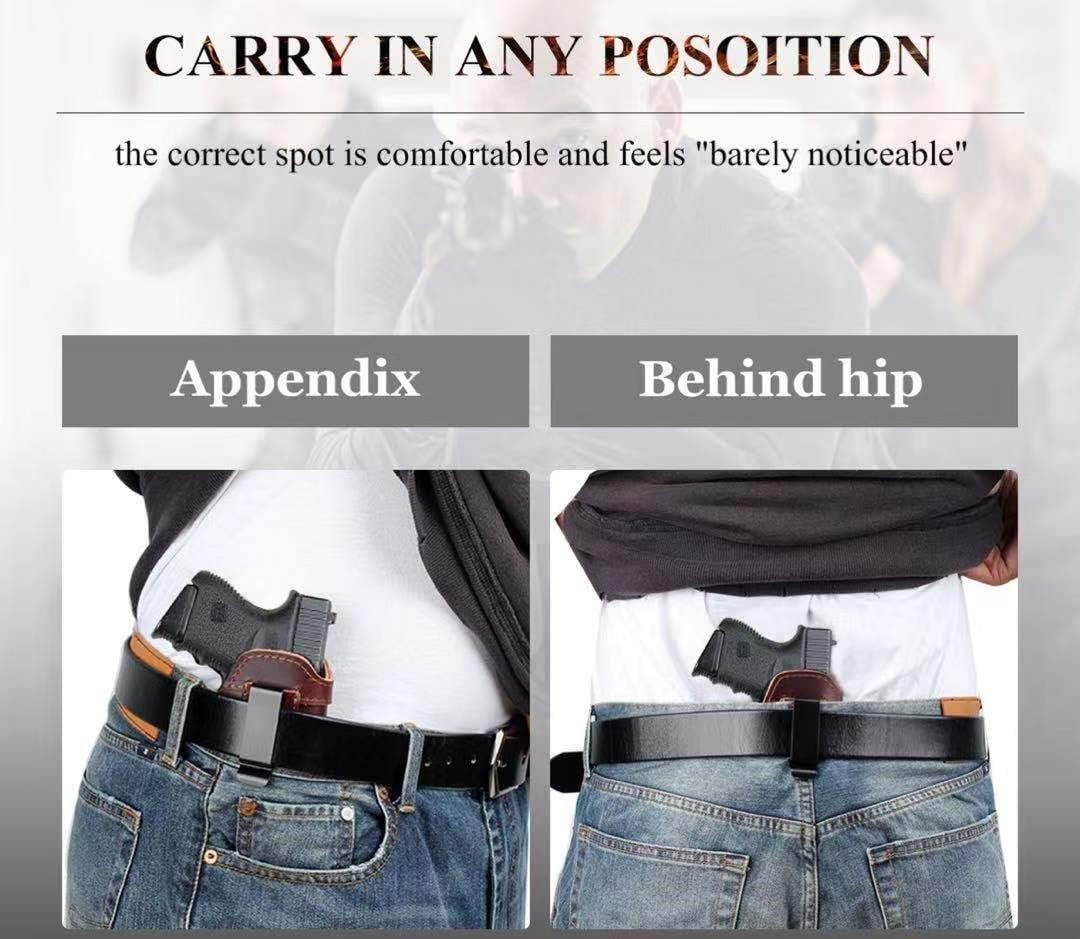 Funda de piel auténtica IWB para pistola Glock 17 19 26 43XSig P365SD9VE SW9VESpringfield Hellcat XDSTaurus G2C G3CM&P 0.354 in Shield y pistolas de
