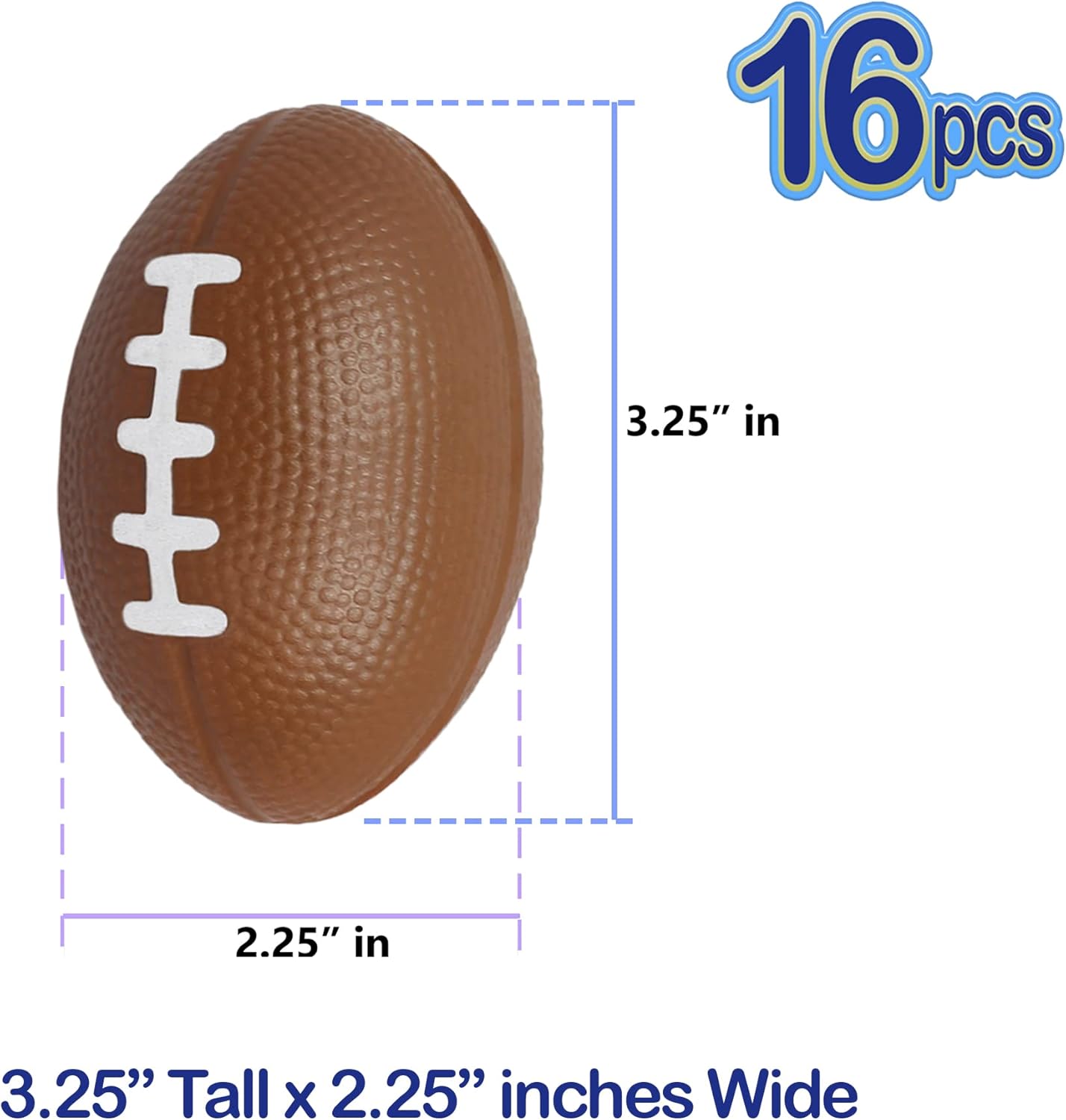 Paquete de 16 mini balones de fútbol de espuma, bolas de recuerdo de fiesta de 3.25 pulgadas, mini bolas de estrés de fútbol a granel, decoraciones