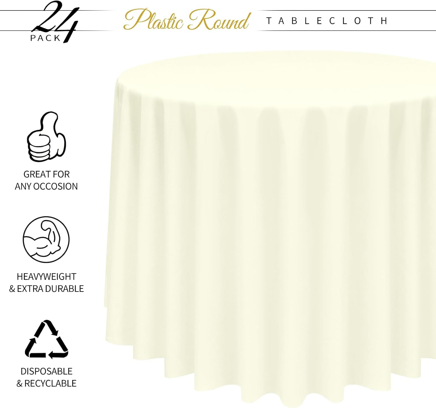 YMHPRIDE 24 manteles redondos color azul marfil, mantel desechable de plástico marfil de 96 pulgadas, manteles de plástico marfil para fiestas,