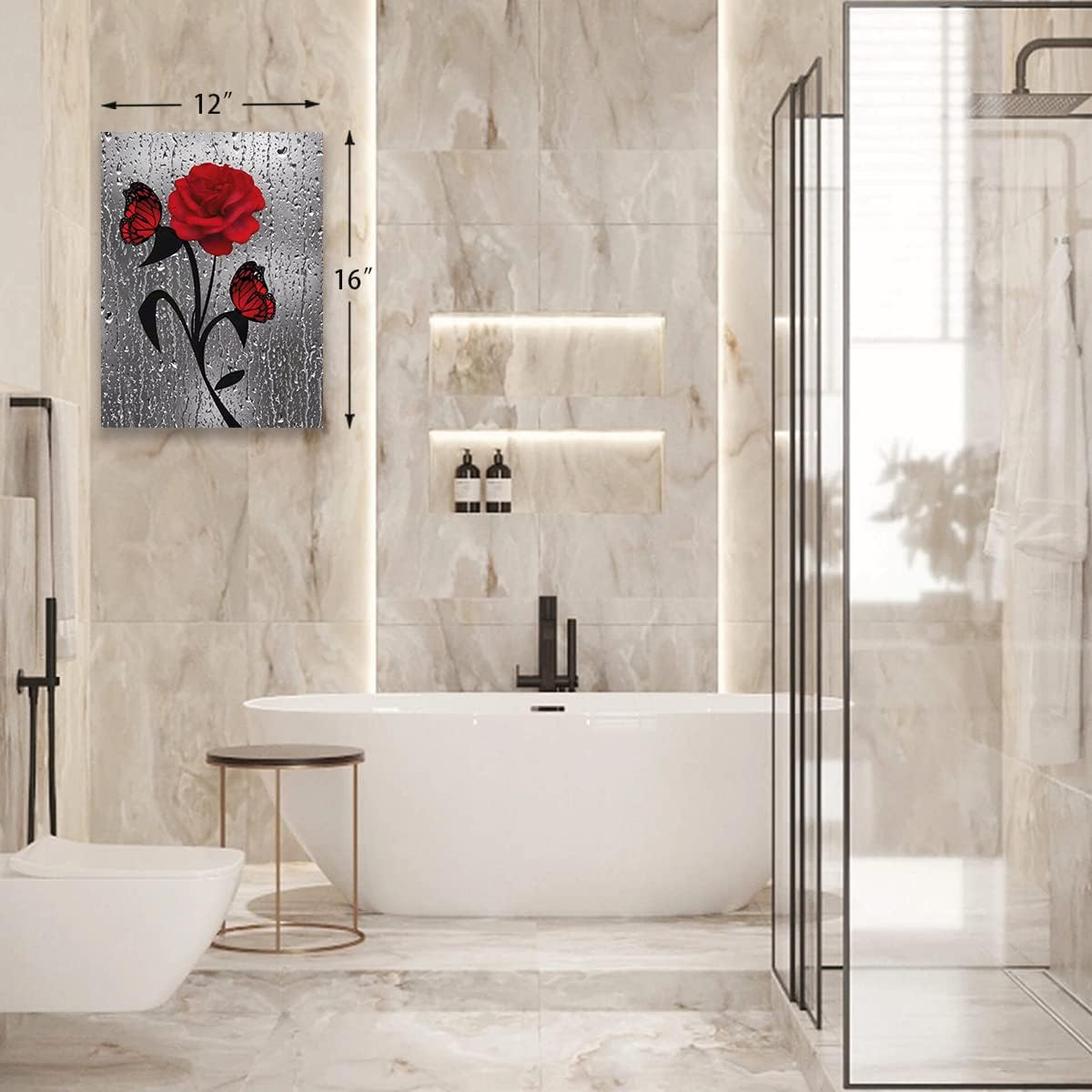 Lienzo decorativo para pared, pinturas artísticas de pared de rosas rojas para baño, sala de estar, oficina, decoración del hogar, lienzo moderno,