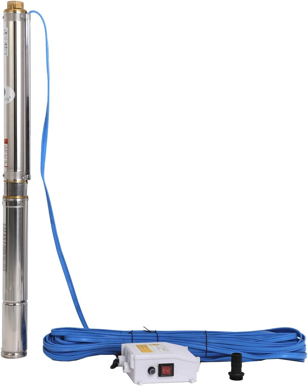 SHYLIYU Bombas sumergibles 3 “OD Pipe 220-240V60HZ 0.37KW 0.5HP Acero inoxidable 1” Salida Bomba sumergible de pozo profundo Bomba de pozo profundo
