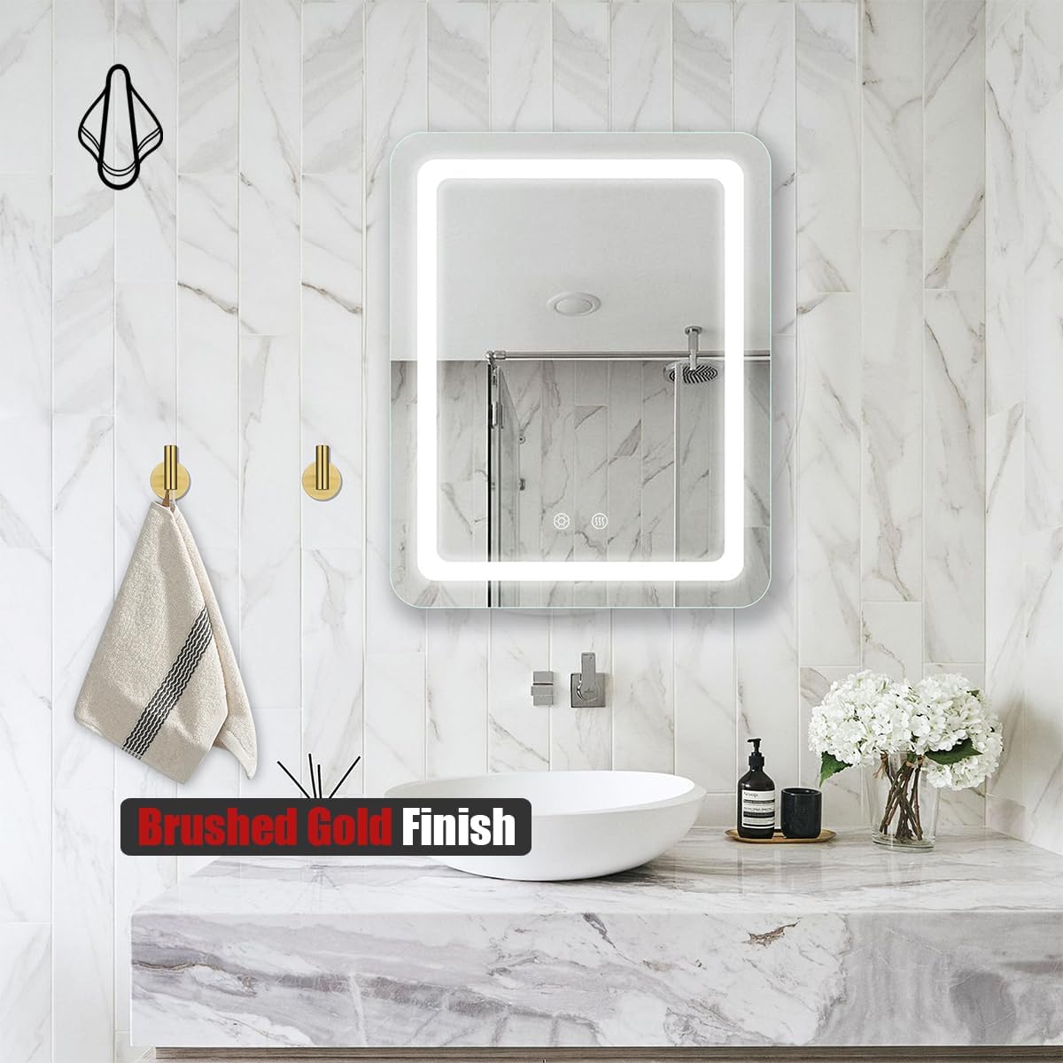 JQK ATH110-BG-P2 – Gancho de pared autoadhesivo para toallas, color dorado, sin taladro, para baño, cocina, garaje, paquete de 2 unidades, acero