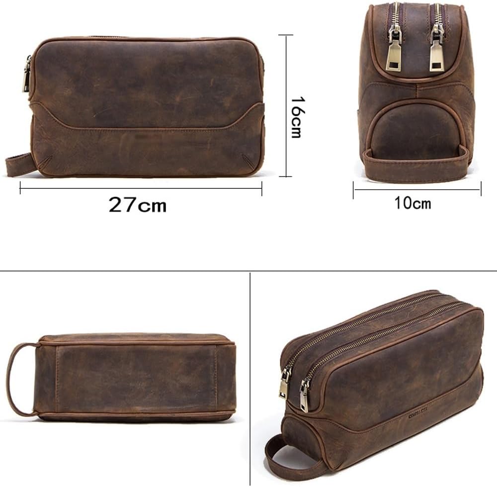 YIORYO Neceser para hombre, bolsa de afeitado de cuero para hombres, bolsa de aseo de cuero para hombre, kit de cuero Dopp para hombres, bolsa de