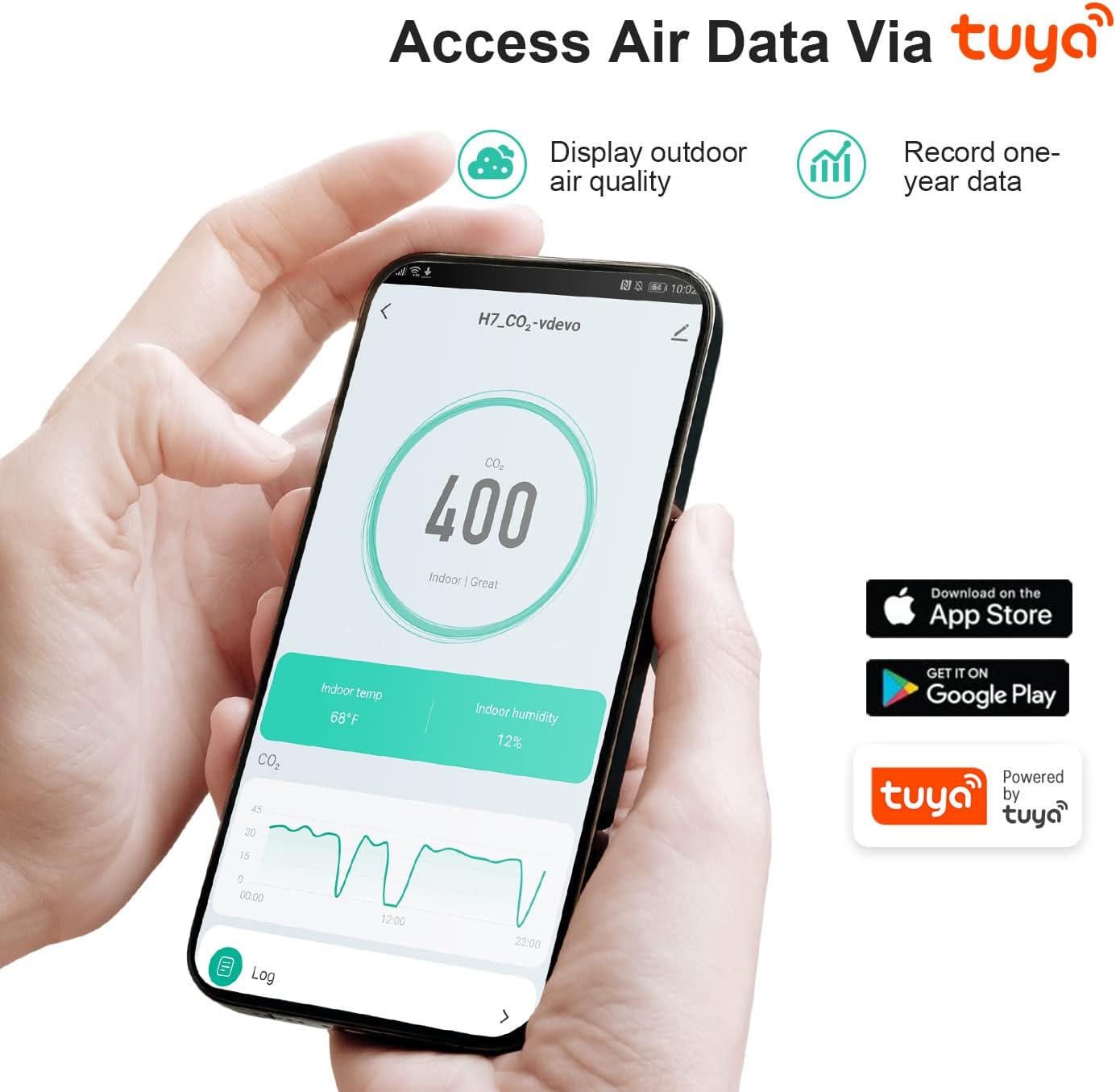Detector de CO2, monitor de calidad del aire interior, conexión WiFi, batería recargable, medidor de CO2 3 en 1, sensor de CO2 NDIR con temperatura