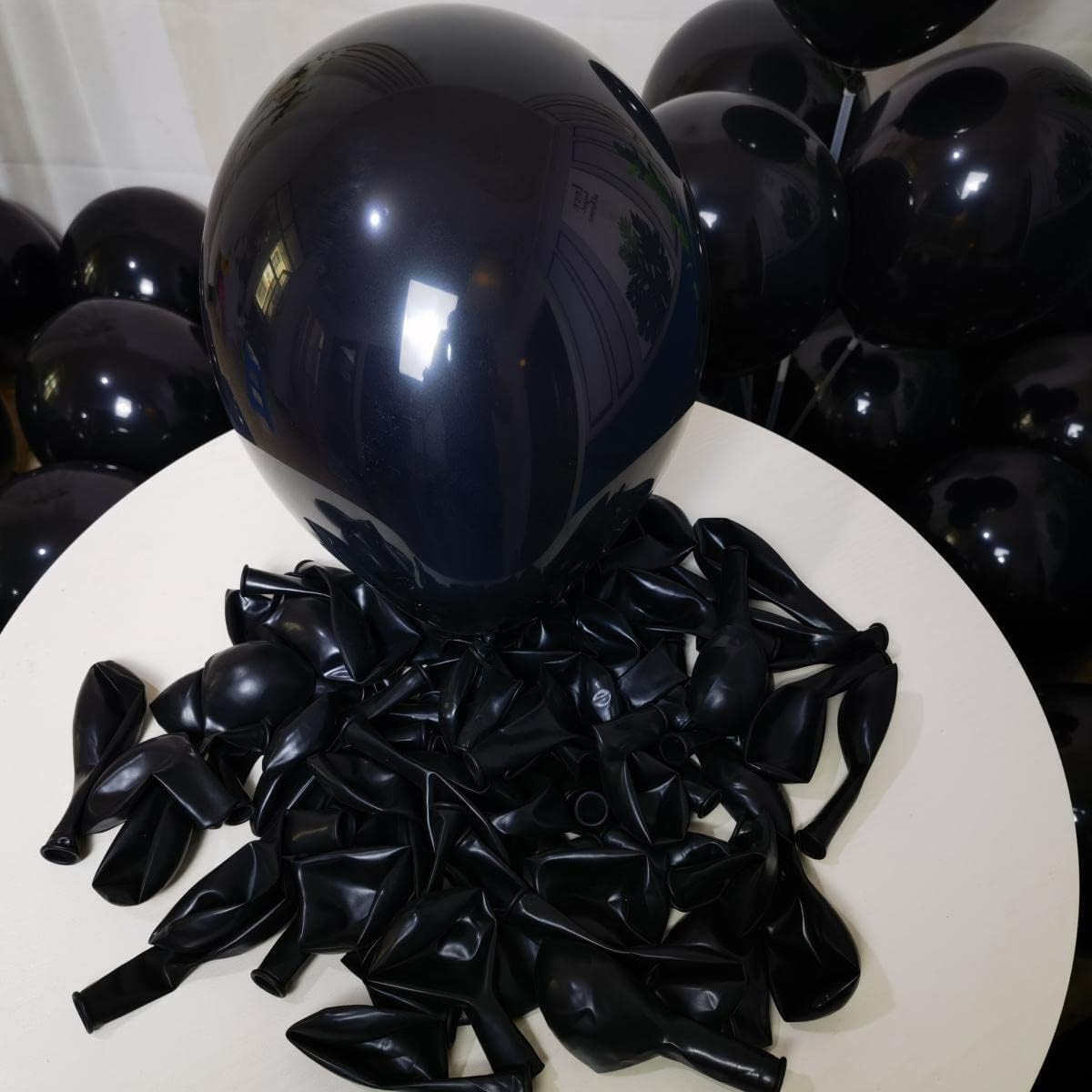 Paquete de 300 globos negros, globos de látex negros de 12 pulgadas, globos negros a granel para varias decoraciones de fiesta, guirnalda de globos