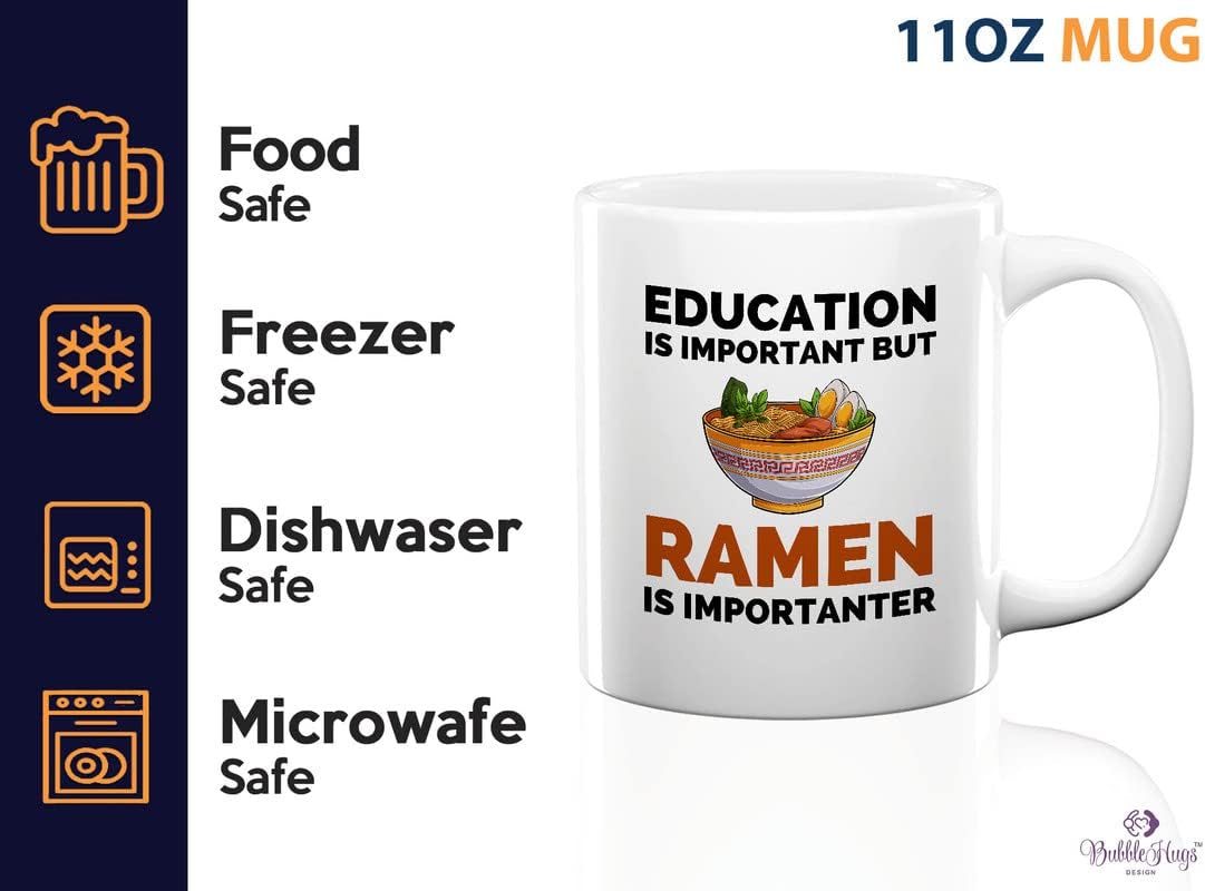 Ramen Lover – Taza de café de 11 onzas, color blanco, la educación es importante pero el ramen es importante, amantes de los alimentos, pollo,