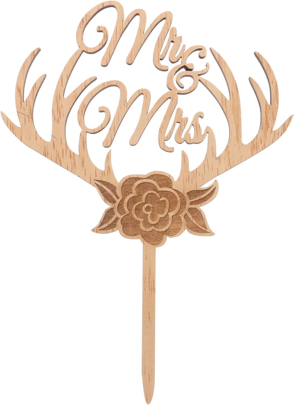 Mr Mrs – Decoración para tartas de madera, para boda, ciervo, cornamenta, decoración rústica para tartas de boda, decoración para tartas de boda Mr
