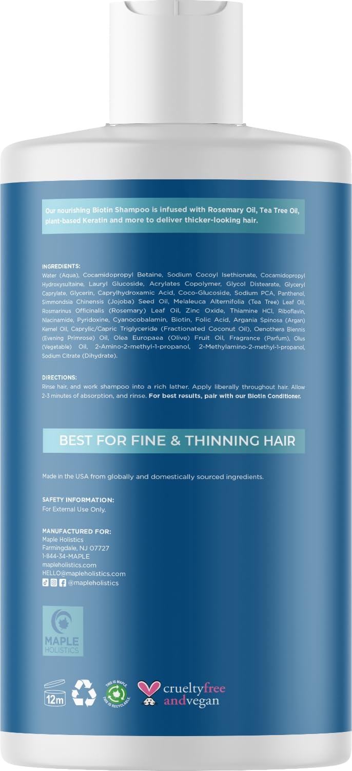 Champú de biotina vegana y aceite de biotina para el cabello, champú grande para engrosar el cabello y suero de biotina para el crecimiento del