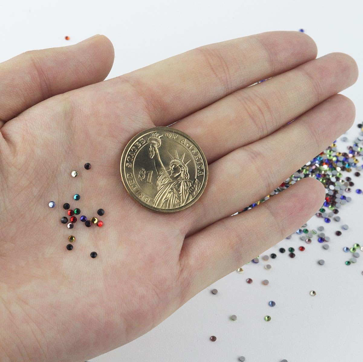 2400 diamantes de imitación con parte trasera plana, gemas de cristal redondas de colores para arte de uñas y maquillaje facial, diamantes de