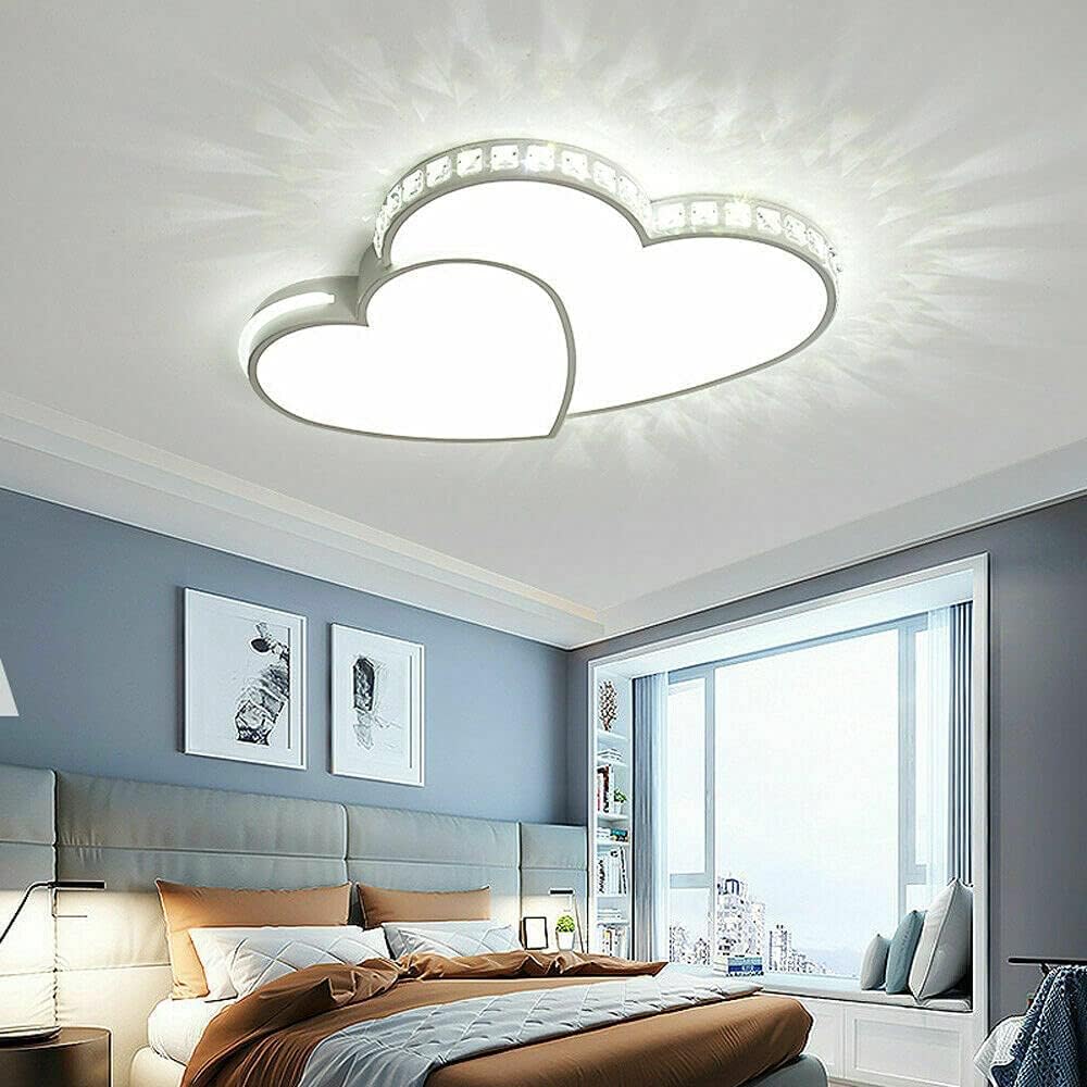 Lámparas de techo LED creativas de 20.47 pulgadas, lámparas de techo modernas de acrílico de montaje empotrado, luz de techo en forma de corazón,