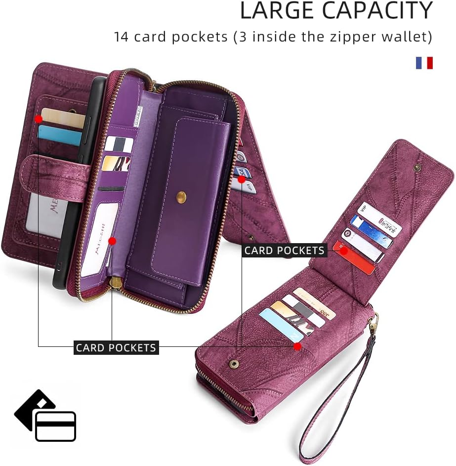 Asuwish Funda de teléfono para Samsung Galaxy A70 con cremallera, funda desmontable con protector de pantalla y soporte de cuero para tarjetas,