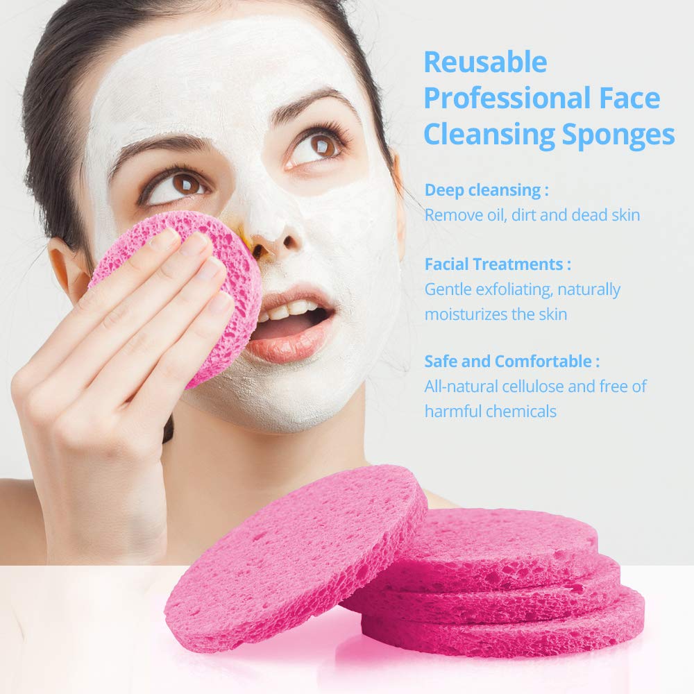 Esponjas de limpieza facial natural 20 esponjas faciales comprimidas de celulosa, reutilizables, suaves, cosméticos, para eliminar maquillaje