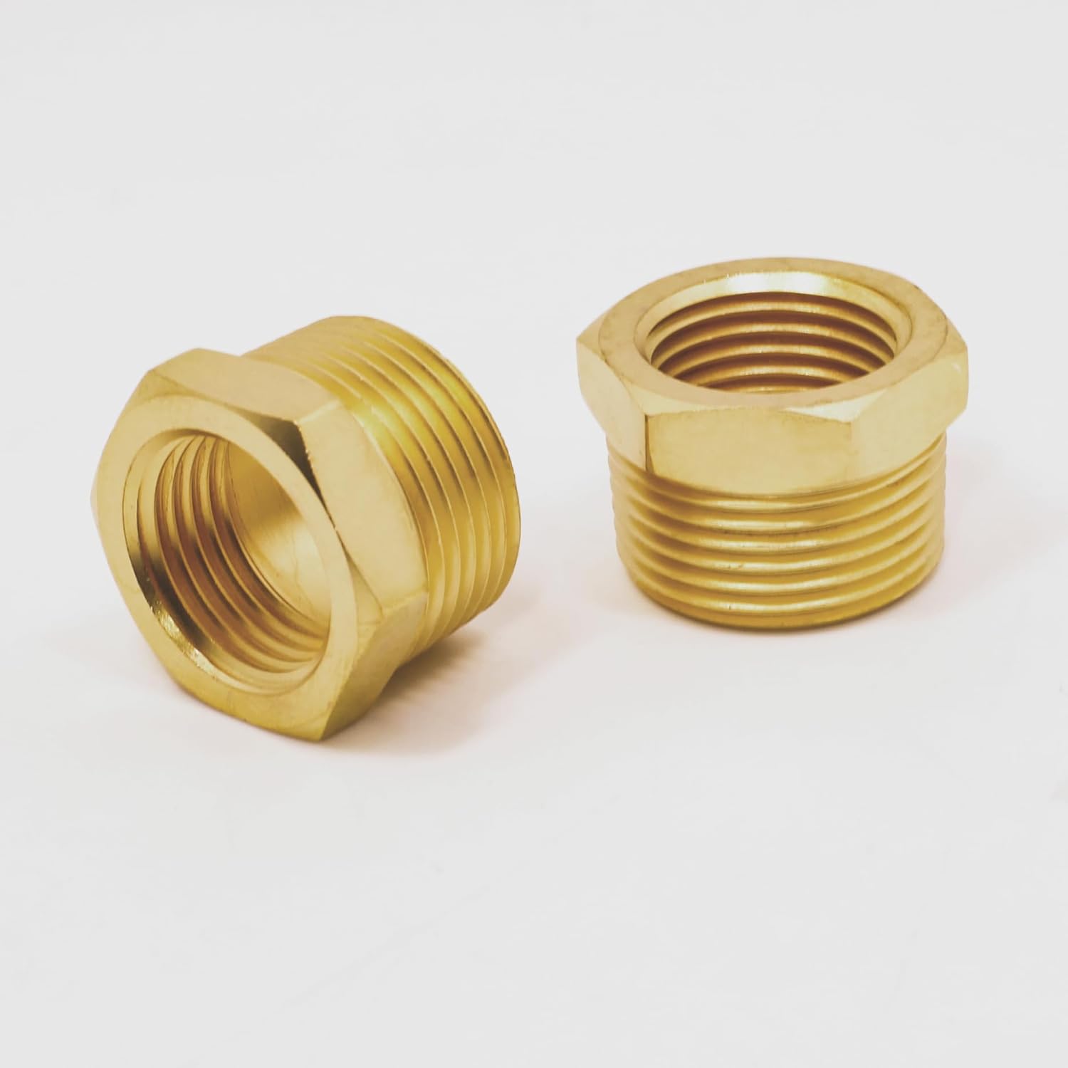 Buje hexagonal reductor de latón macizo NPT macho de 34 pulgadas a 12 pulgada hembra, (2 unidades), adaptador de tubo fundido reductor, adaptador de