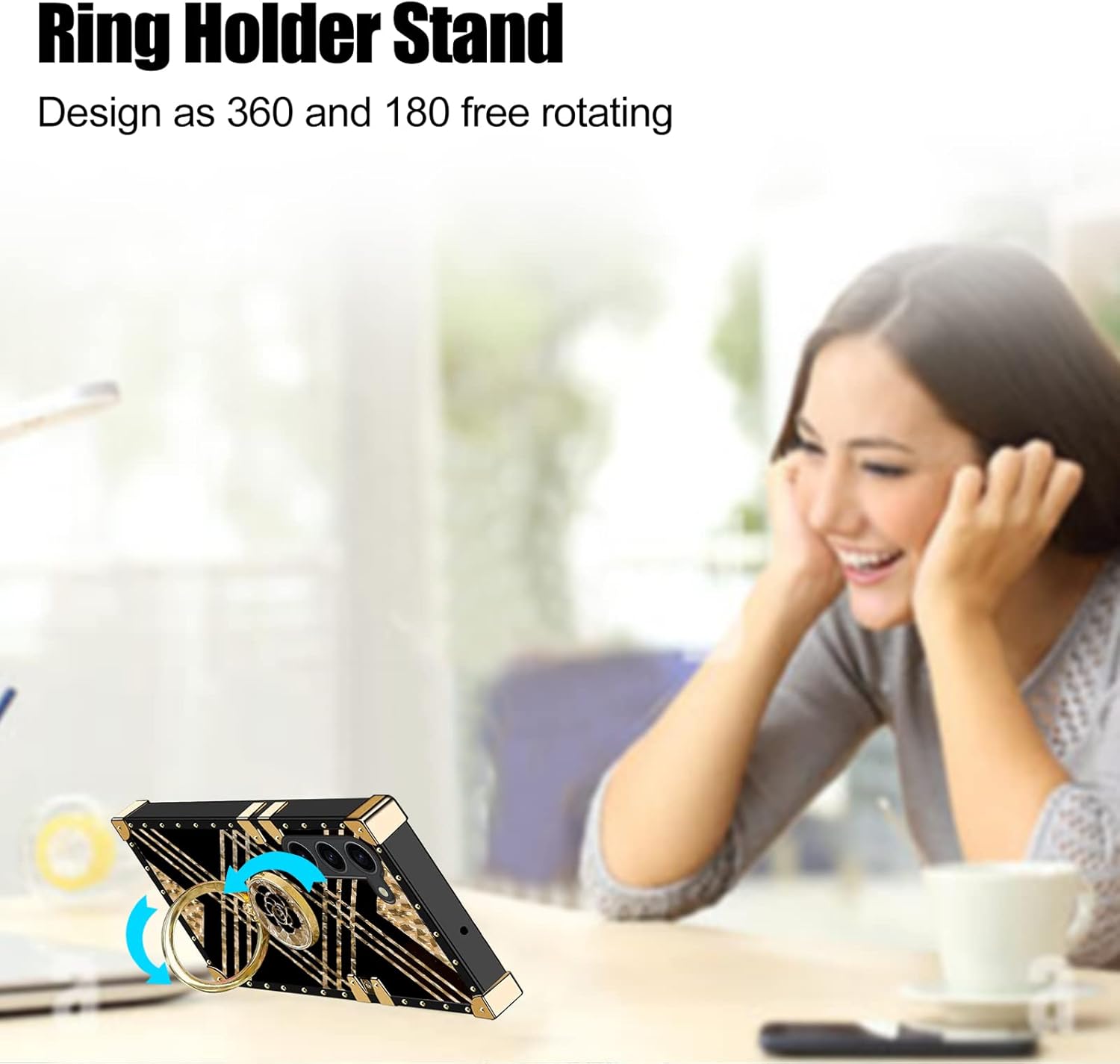 KuDiNi Funda para S23 Plus, Galaxy S23 Plus para mujer, funda cuadrada a prueba de golpes, TPU retro, elegante, clásico, borde de lujo, protección