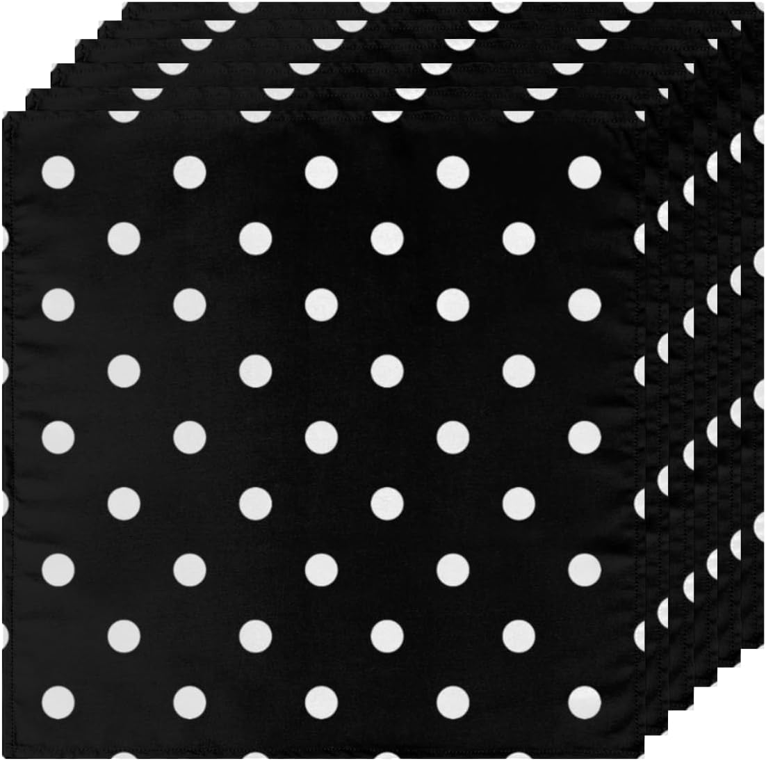 Juego de 6 servilletas de tela de lunares blancos y negros de 20 x 20 pulgadas, lavables y reutilizables, servilletas de cocina, decoración de mesa