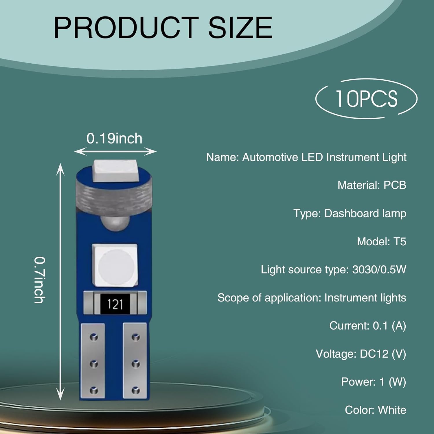 Ajxn 10 luces LED para instrumentos para automóvil, T5 3030 3SMD, cuña, luz indicadora de racimo de instrumentos, 74, 37, 27, 17, 2721, bombilla