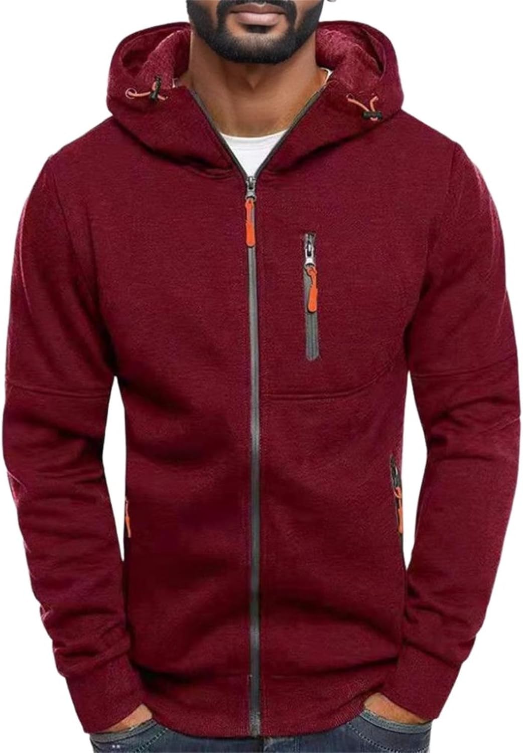Fishing Shirts for Men Long Sleeve Cotton Midweight Tops with Hood Athletic Print Graphic Loose Fit Pullover