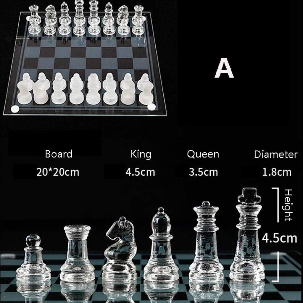 Juego de ajedrez clásico Juego de ajedrez de gama alta, pieza de ajedrez de cristal especial, moda simple, blanco y negro, juego tradicional,