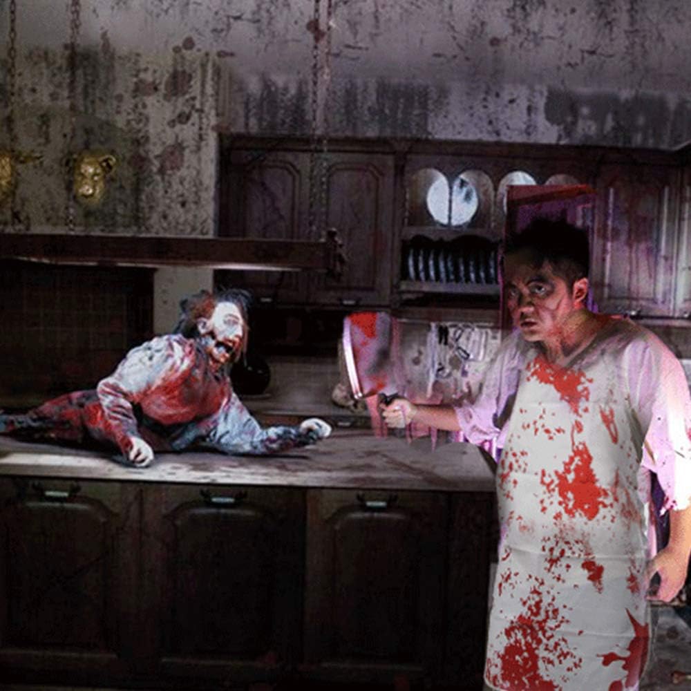 Delantal sangriento de Halloween Scary Blood Splattered Impreso Delantales Murder Butcher Bib