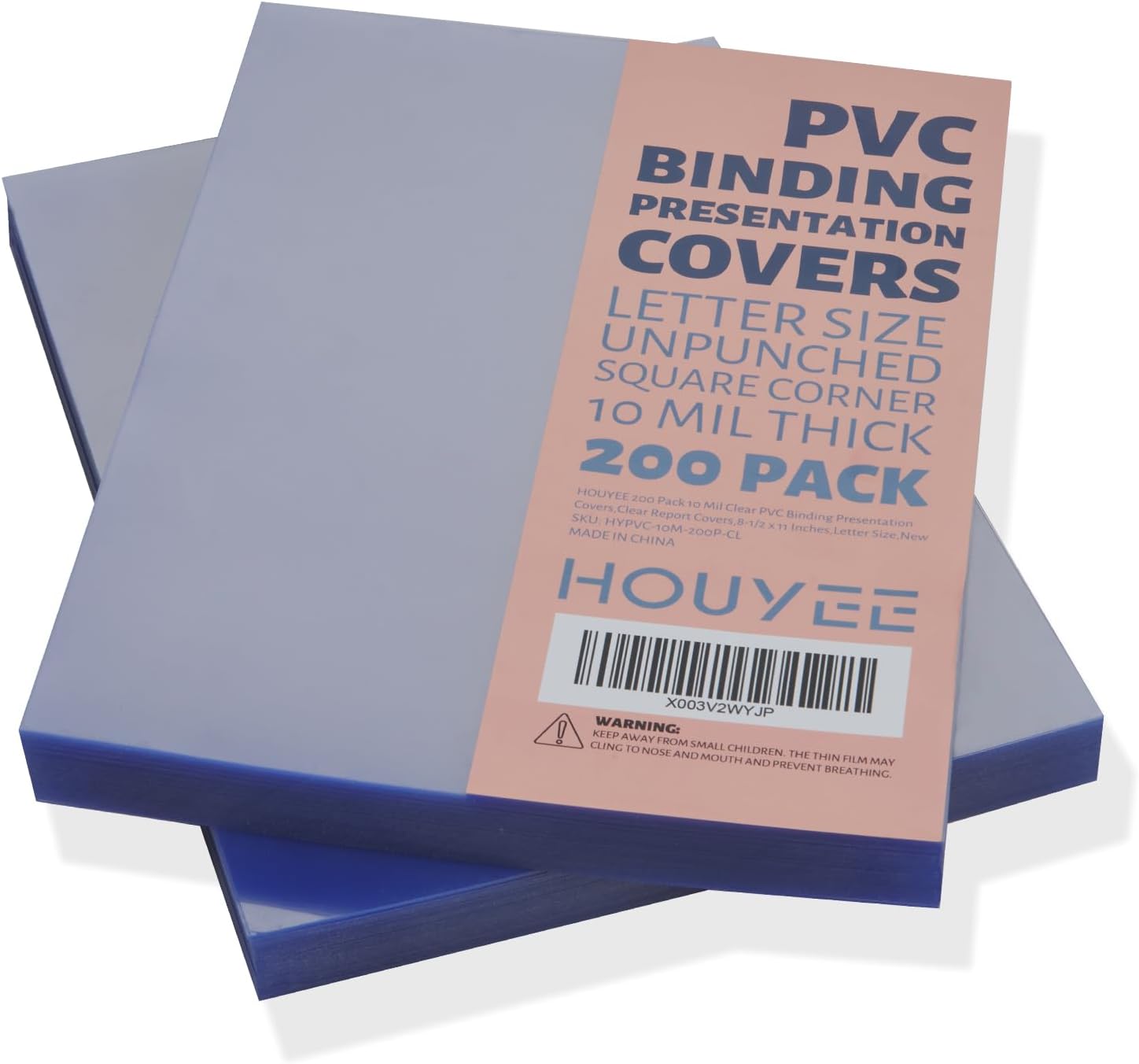 Paquete de 200 portadas transparentes de presentación de encuadernación, cubiertas de informes de PVC, 10 mil, 8-12 x 11 pulgadas, tamaño carta