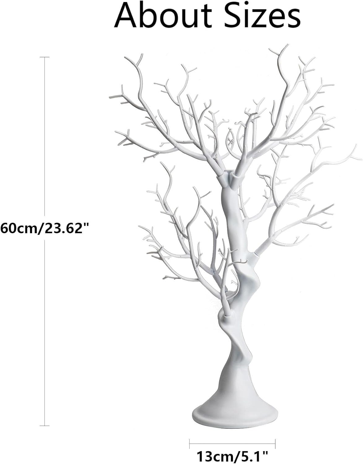 Árbol artificial de 23 pulgadas de alto, 2 piezas de centro de mesa de árbol blanco, mesa de resina de simulación extraíble, árbol falso para boda,