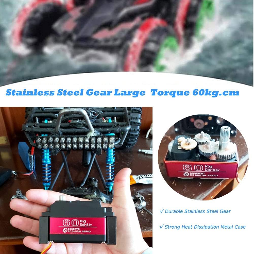 132.3 lbs Digital Servo 8.4V Engranaje De Acero Inoxidable De Alto Voltaje Gran Torque De Alta Velocidad Impermeable 15 Baja Servos – 180 Grados