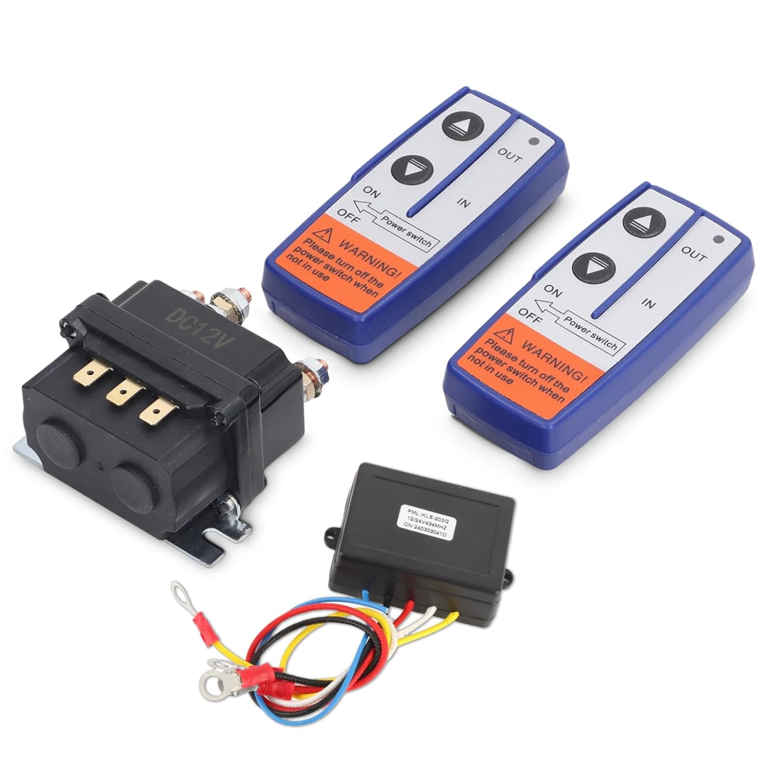 Contactor de relé solenoide de cabrestante de 12 V 250 A + kit de control remoto de cabrestante inalámbrico, 3000 libras a 5000 libras interruptor