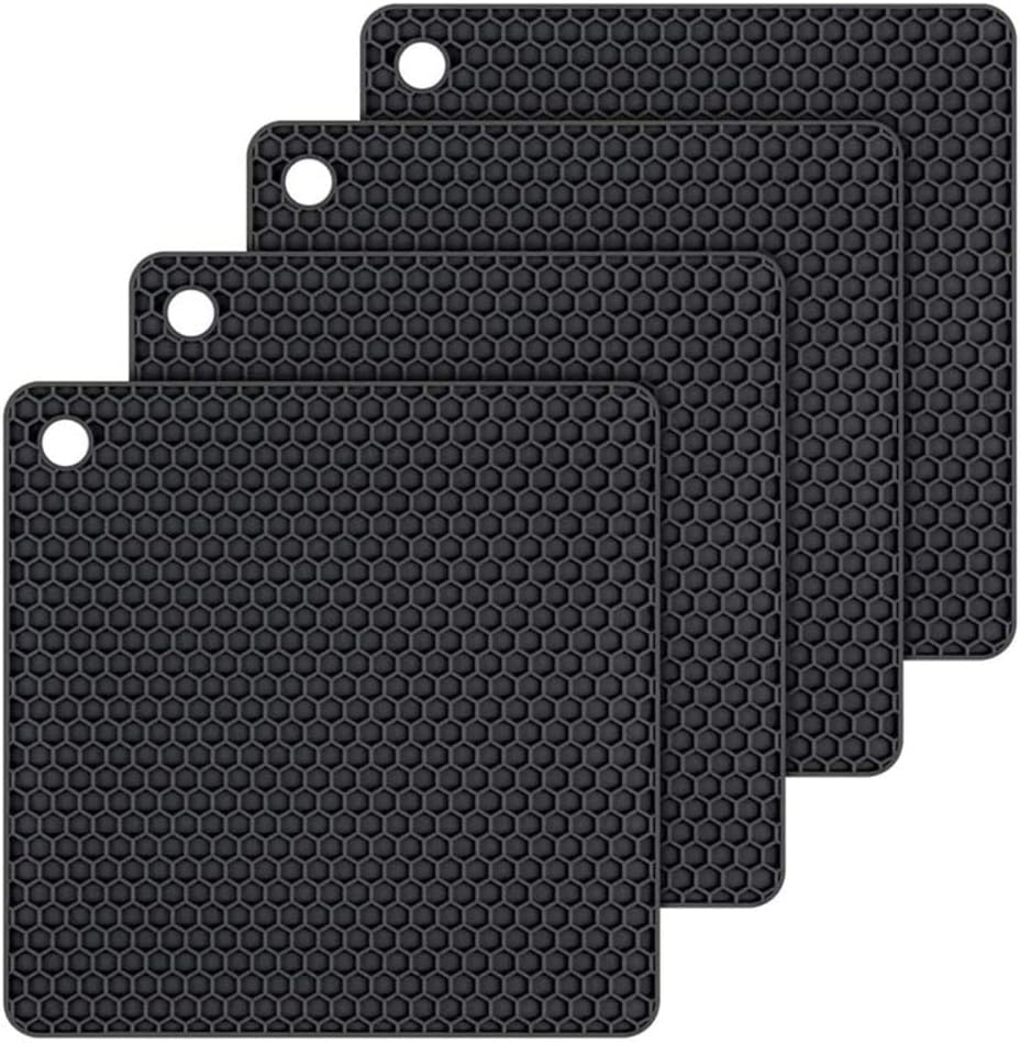 Juego de 4 alfombrillas de silicona para salvamanteles, almohadillas para ollas, manteles suaves para encimera de cocina, mesas, platos calientes,