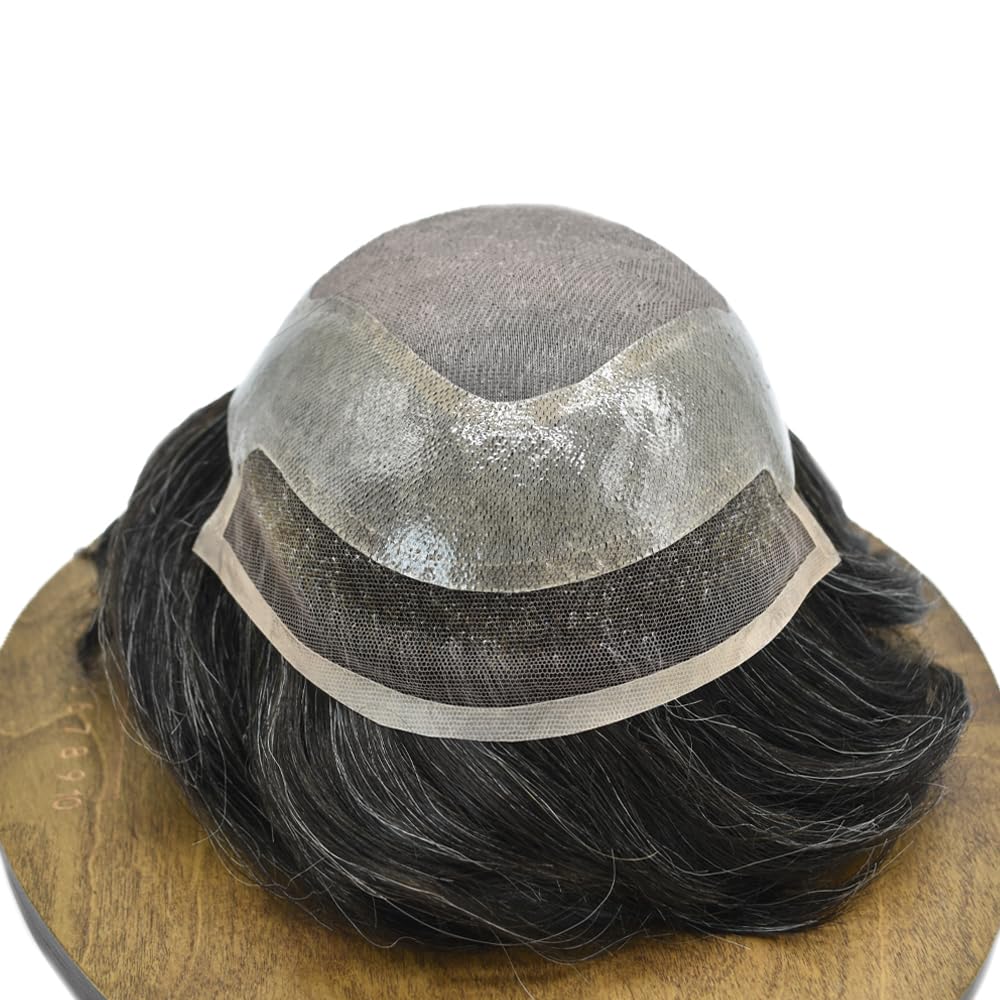 Hair Wonders Toupee para hombres, pieza de cabello humano real para hombre, sistema de reemplazo de piezas de pelo de tupé para hombres, sistema de