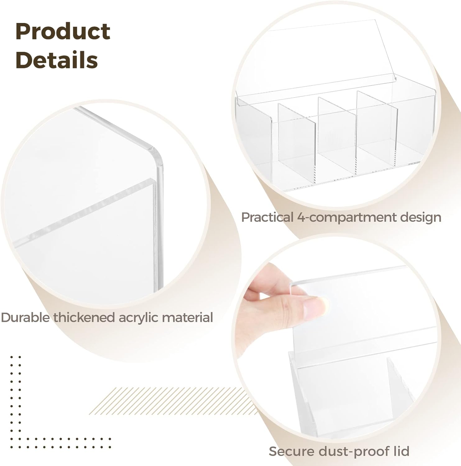 Varku Soporte acrílico para cápsulas de café, organizador de cápsulas de café de 4 compartimentos con tapa, estuche de almacenamiento transparente
