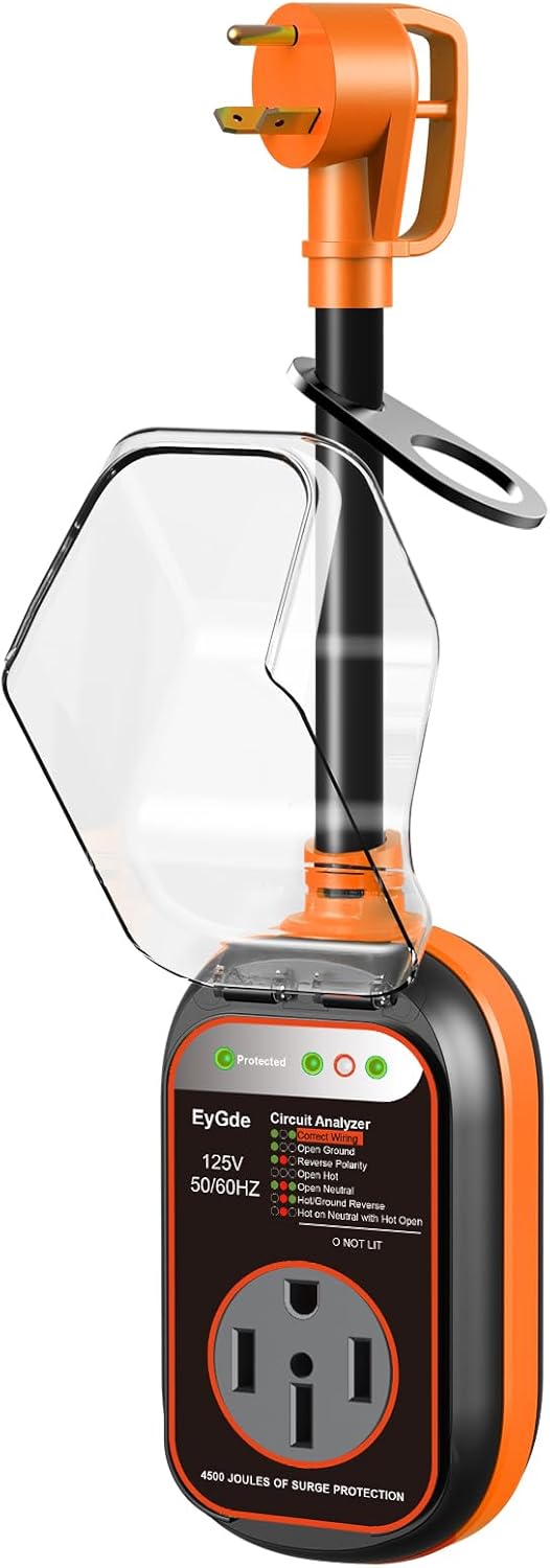 EyGde Adaptador RV de 30 amperios a 50 amperios con protector de sobretensiones impermeable, patentado TT-30P macho a 14-50R hembra, analizador de