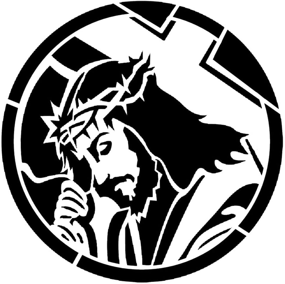 Plantilla de cruz Jesús que lleva plantillas religiosas de 7 pulgadas de ancho x 7 pulgadas de alto