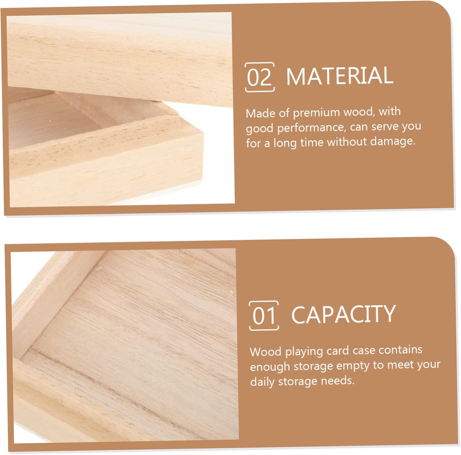 Abaodam Caja de almacenamiento de póquer de madera para tarjetas de madera, cubos de almacenamiento con tapa, contenedores con tapa, decorativos de