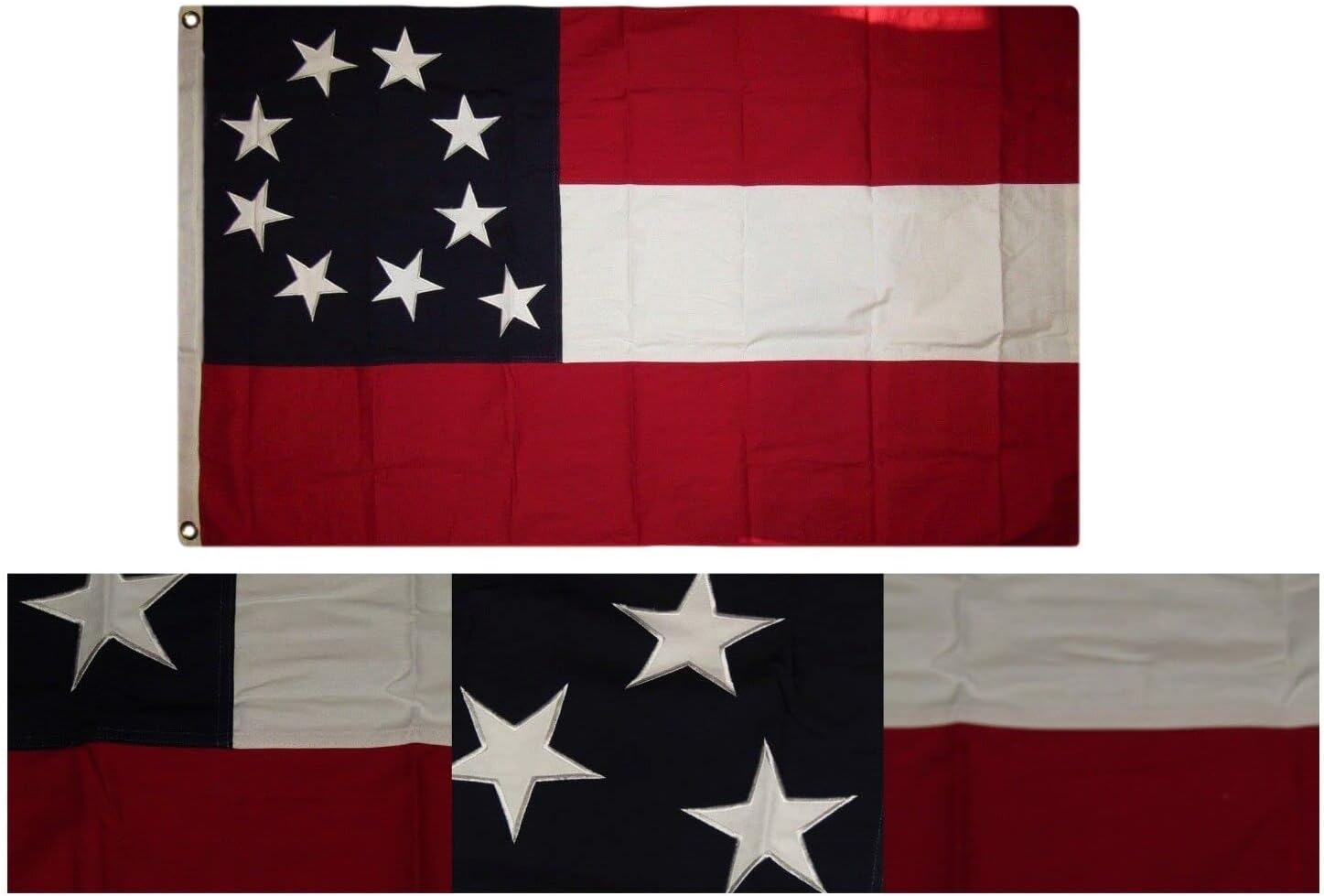 Premium 3×5 Embroidered Sewn & Bars 9 100% Cotton Flag 3’x5′