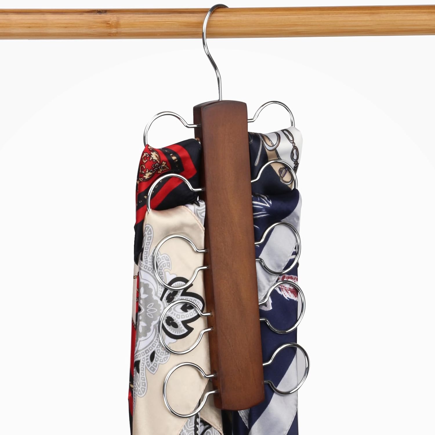 LMSAWK Colgador de bufanda de madera, soporte para bufanda para organizador y almacenamiento de armario, colgador de corbata, colgador de bufandas,