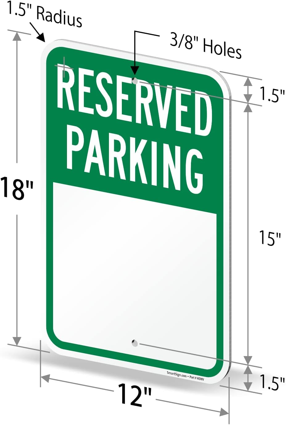 SmartSign Letrero de estacionamiento reservado en blanco, paquete de 2 letreros de escritura, 18 x 12 pulgadas, compuesto de aluminio de 0.079 in de