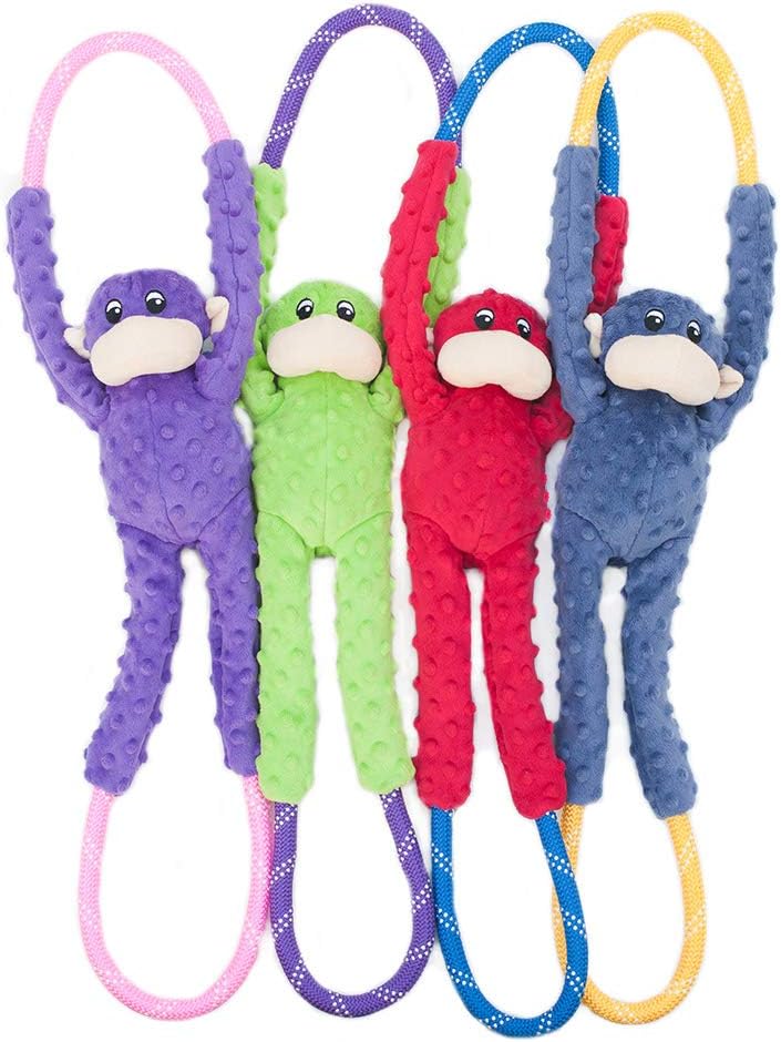 ZippyPaws – RopeTugz – Juguete para perro de mono rojo – Cuerda duradera, juguete masticable chirriante, perfecto para tirar y aflojar, adecuado