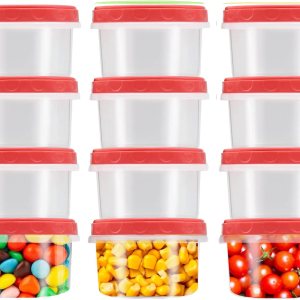 Recipientes de plástico pequeños de 8 onzas líquidas con tapa de rosca para alimentos, niños, almuerzo, aperitivos, taza de limo, bloquea la Recipientes de plástico pequeños de 8 onzas líquidas con tapa de rosca para alimentos, niños, almuerzo, aperitivos, taza de limo, bloquea la